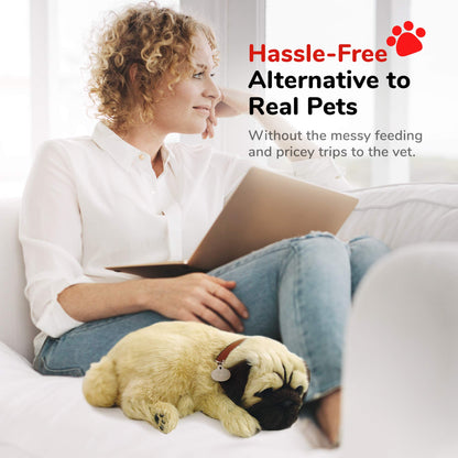 Perfect Petzzz Original Petzzz Huggable Pug Puppy, Realistic, Lifelike Stuffed Interactive Pet Toy, Companion Pet Dog with 100% Handcrafted Synthetic Fur