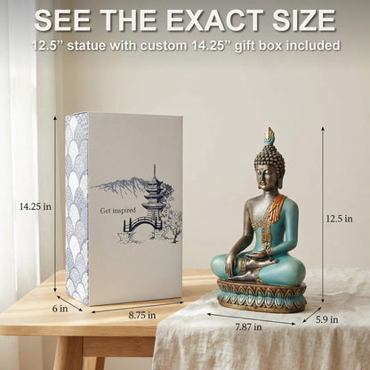 25DOL Large 12.5" Buddha Statue for Home Decor – Hand Painted Enlightenment Sculpture, Spiritual Meditation Decor for Living Room, Yoga Room & Zen Space, Gift Ready Figurine with Premium Box