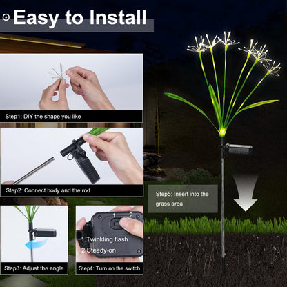 Putuzmic Solar Garden Lights Outdoor: Waterproof 2-Pack DIY Decorative Firework Lights with 2 Modes for Yard Patio Pathway Outside Fairy Decor - Gifts for Women Mom Mothers Day Warm White