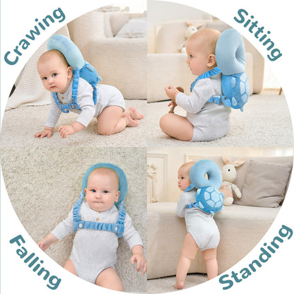 Baby Head Protector Backpack for Falling Crawling and Walking Toddler Essentials Harness Infant Koala Toys Helmets Baby Essentials Must Have 0.5-2 Years (Blue_Turtle)