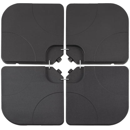 VECELO 4-Piece Heavy-Duty Cantilever Offset Patio Umbrella Base/Stand Outdoor, Square Plate Set with Lock Pins, Easy-Fill Spouts for Water/Sand, for Garden, Backyard and Poolside, Black