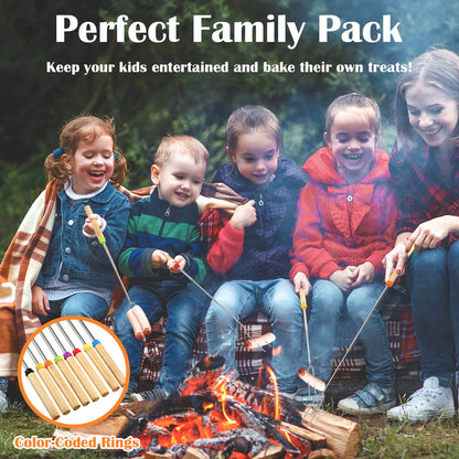 40 Pack 32 Inch Marshmallow Roasting Sticks Bulk, Smores Skewers for Fire Pit Kit, Hot Dog Camping Skewers Accessories Campfire Marshmellow Extendable Forks Bbq Tools Smores Sticks