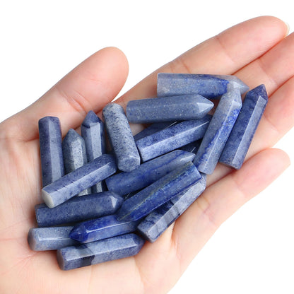 QINJIEJIE Blue Aventurine 20 PCS Healing Crystals Stones Sets Wands Bulk Natural Pocket Crystal Towers Assorted Pointed Reiki Gemstones Polished Energy Meditation Chakra Gifts for Women Men