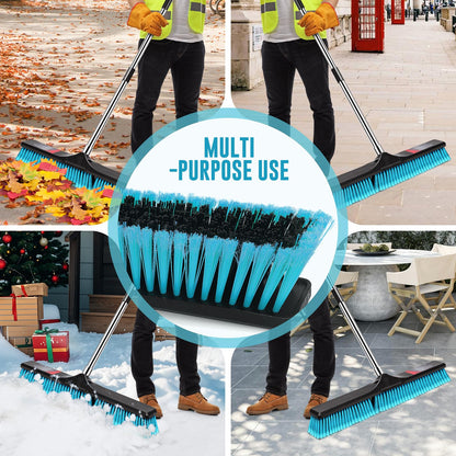 24" Push Broom Outdoor Heavy Duty, Commercial Push Broom for Cleaning with 55" Long Handle and Stiff Bristles, Large Shop Broom for Driveway Garage Yard Patio Warehouse Concrete Floor Cleaning