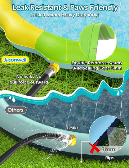 Jasonwell Splash Pad Sprinkler for Kids Splash Play Mat Outdoor Water Toys Inflatable Splash Pad Baby Toddler Pool Boys Girls Children Outside Backyard Dog Sprinkler Pool Age 1 2 3 4 5 6 7 8 9 M