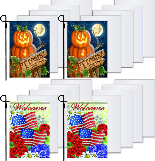 Sublimation Blanks Garden Flags Set of 20, DIY Lawn Garden Flag Polyester Banners 12 x 18 Inches Yard Flags for Heat Press, Indoor Outdoor Garden Decoration