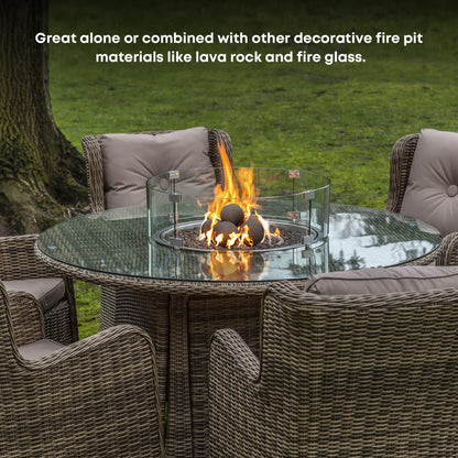 Stanbroil Ceramic Balls - 5” Round Fire Stones for Fire Pit Fire Bowl and Fireplace - Set of 6, Black