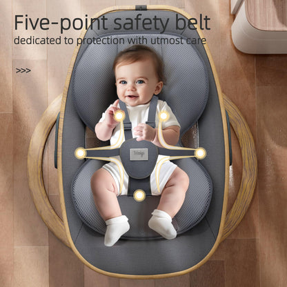 Trimigo Baby Swing for Infant to Toddler, 180° Adjustable 3D Electric Baby Swing, Remote,5-Modes,4-Speed,3-Seat Height, 8 Melody, Newborn Swing,Infant Swing for Babies 0-12 Month (Girl and Boy)