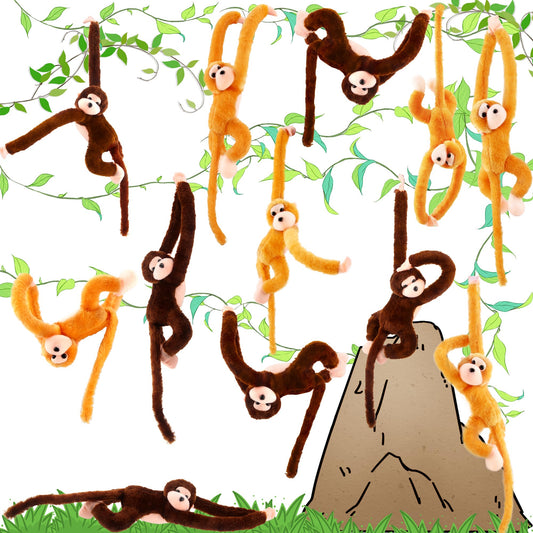 Kugliwa 12 Pcs 24 Inch Hanging Monkey Stuffed Animal Plush Monkey Hanging Toys Soft Lifelike Toys for Zoo Jungle Forest Theme Party Decors, 2 Colors