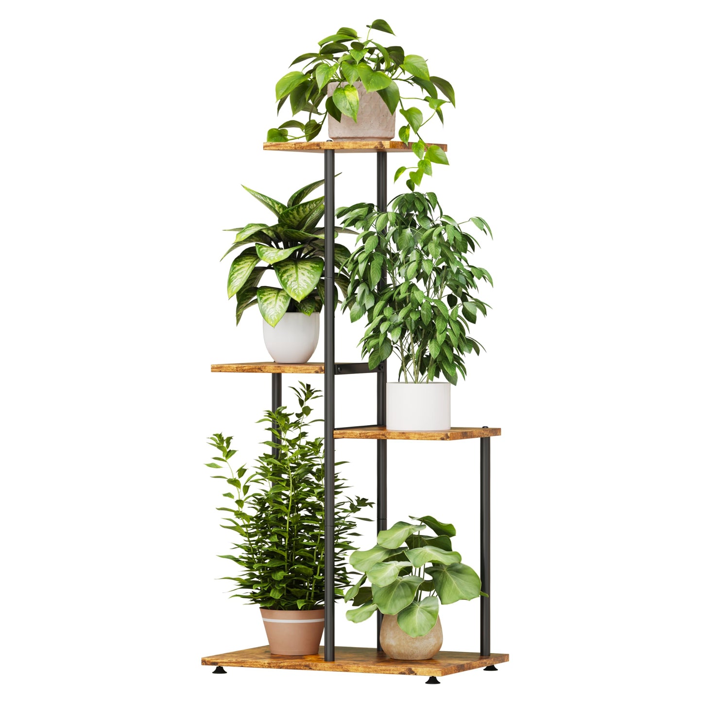 Atpddpey Plant Stand Indoor, Corner 4 Tier Metal Plant Shelf for Multiple Plants, Tiered Flower Pot Stands for Patio Garden Balcony Living Room Bedroom