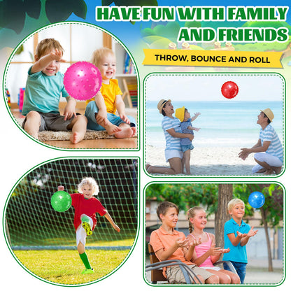 Lenwen 200 Pcs Kids Knobby Balls 6.3 Inch Soft Bouncy Balls Bulk for Toddlers Inflatable Sensory Toys with Air Pump Spiky Massage Stress Toys for Kindergarten Playground Backyard Pool, 5 Color