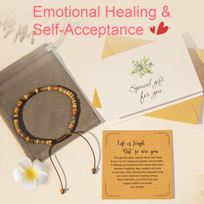 ZOKCC Inspirational Gifts Bracelets for Women: Mothers Day Gifts for Mom - Healing Natural Stone Beads Bracelets Thinking of you Get Well Soon Gift for Women Friends Sister Mom