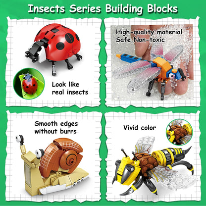 KAZI Bugs Building Toy Set,Insect Collection Building Blocks Including 8 Different Bug,STEM Toys for Kids Age 8 and Up,Play and Display Gift Idea for Boys & Girls,Ideal Gifts for Birthday Mothers Day