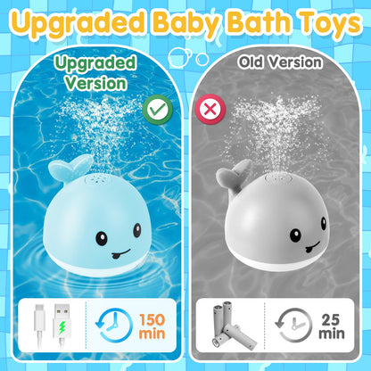 Baby Bath Toys for Kids Ages 1-3, Pool Water Toys for Baby 1 2 3 Year Boy Girl, Whale Bath Toy Sprinkler Light up Bath Toys for Babies 6-12 Months, Toddlers Bathtub Toys Baby Birthday Gifts