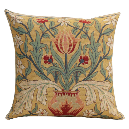 Charlotte Home Furnishings Throw Pillow Covers Decorative Boho Pillow Covers for Couch Living Room Red Tulip Square Cushion Cases 18x18 in European Cotton Jacquard Woven for Cozy Bedroom Decor