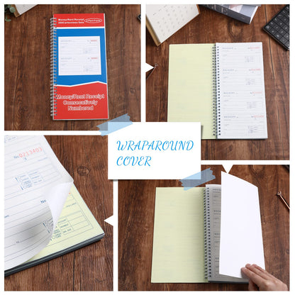 Crtiin 10 Pcs 5-1/4" x 11" Books Money and Rent Receipt Book 2 Part Carbonless Receipt Book with Carbonless Copies Spiral Bound Cover Receipt Log Book 200 Sets Per Book 4 Receipts Per Page