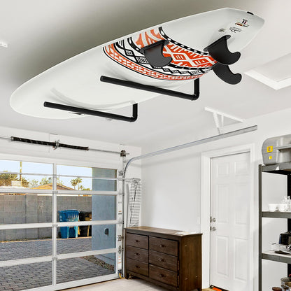 Paddleboard and Surfboard Storage Rack, 3 in 1 Overhead Garage Ceiling Storage Rack & Kayak Rack Wall Mount Organization & Adjustable Ladder Hanger for Canoe Rack, Snowboard with Non-Slip Padding