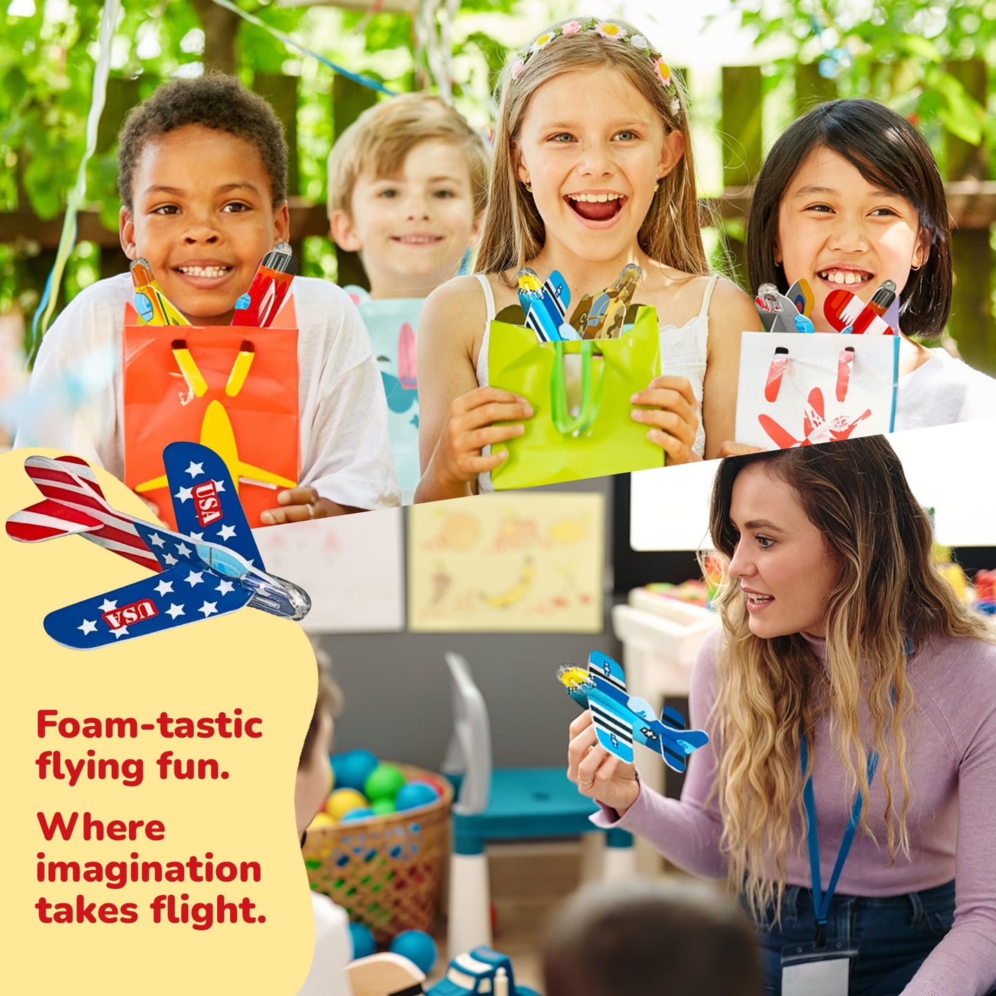 ArtCreativity Foam Airplanes For Kids - Bulk Set of 72 - Lightweight Planes with Various Designs - Individually Packed Foam Glider Planes for kids - Fun Airplane Party Favors for Boys and Girls