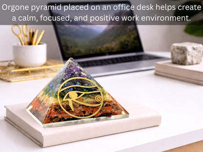 Amazing Gemstone Large Orgone Pyramid | Natural Chakra Pyramid Crystal | Eye of Horus Orgonite Pyramid | Organ Pyramids Positive Energy Healing