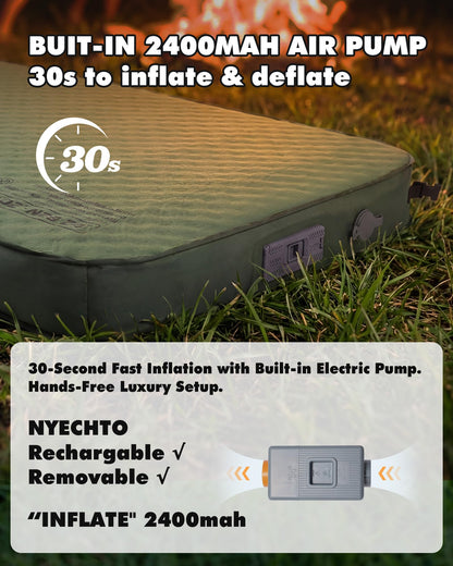 Self-Inflating Sleeping Pad With Electric Pump, 4" Ultra-Thick Memory Foam Camping Mattress For Tent Car Travel, Fast Inflation 20s, 9.5 R-Value 4-Season Insulated, Compact Portable Comfort