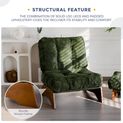MAXYOYO Accent Chair with Ottoman Adjustable Backrest, Tufted Living Room Chair Upholstered Lounge Chair with Footrest Set, Modern Chair Cozy Reclining Chair for Reading Room, Green