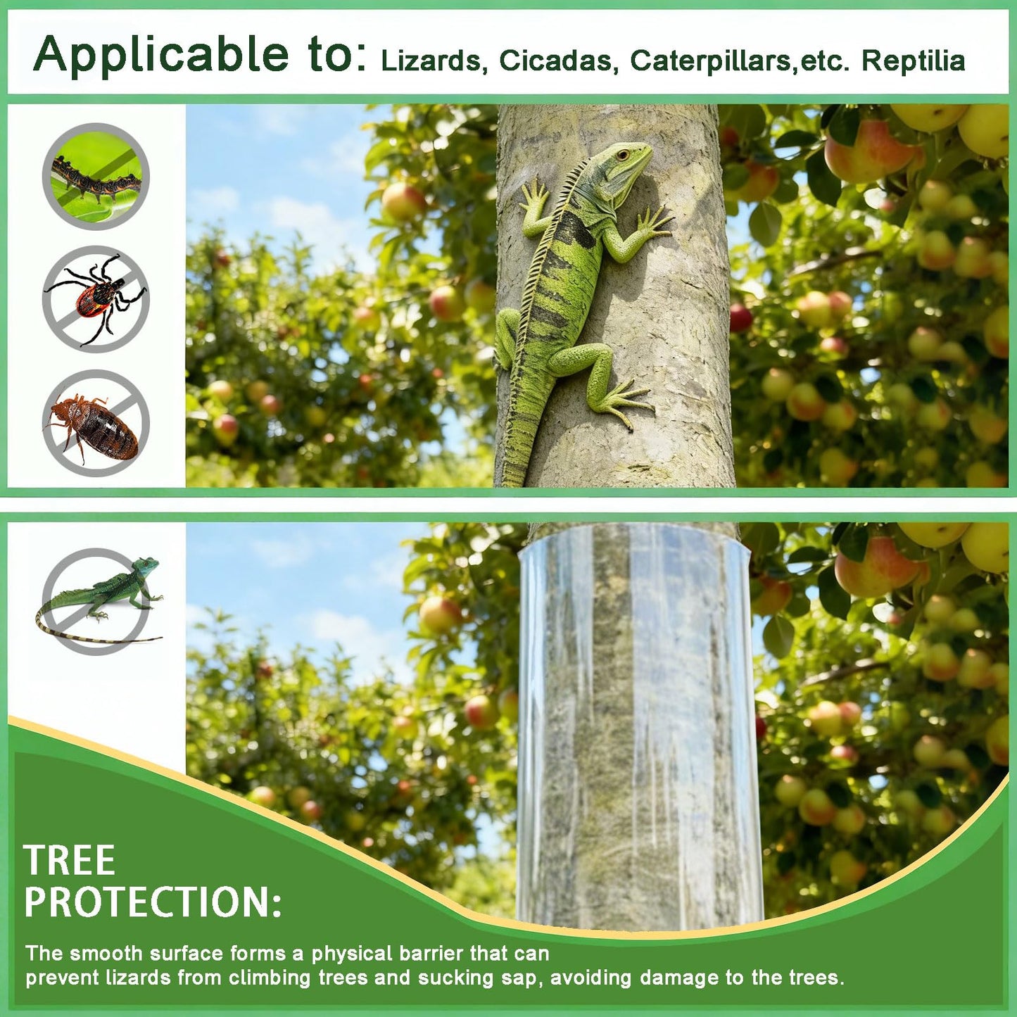 Serendipresent Tree Trunk Protector Guard - 60" L x 16" W PET Plastic Wrap for Iguana & Cat Prevention, Including Waterproof Transparent Acrylic Double-Sided Adhesive