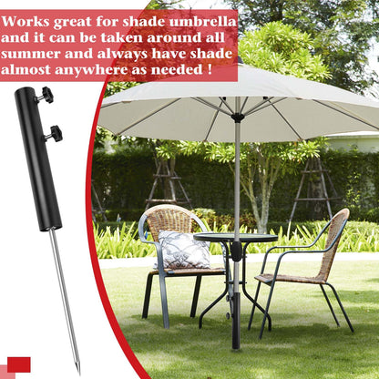 Wenfan Ground Mount for Portable Flagpole, Flag Poles for Outside House, 12 Inch Flag Spike with 12" Extended Tip Adjustable Inground Flagpole Ground Stake 1.65" Dia Beach Flagpole Holder, Black
