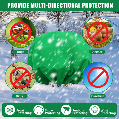 NNG 2PCS 8.1ft Dia. Round Winter Plant Covers Reusable Tree Freeze Protection with Drawstring Potted Plant Frost Blanket Outdoor Shrub Plant Cover for Winter Garden Potted Vegetable