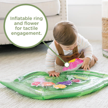 MindWare Sensory Sprouts Baby Water Mat, Inflatable Leaf-Shaped Tummy Time Play Mat with Floating Bugs for Sensory Play, Visual Tracking and Neck Strength Development for Babies 6 Months and Up