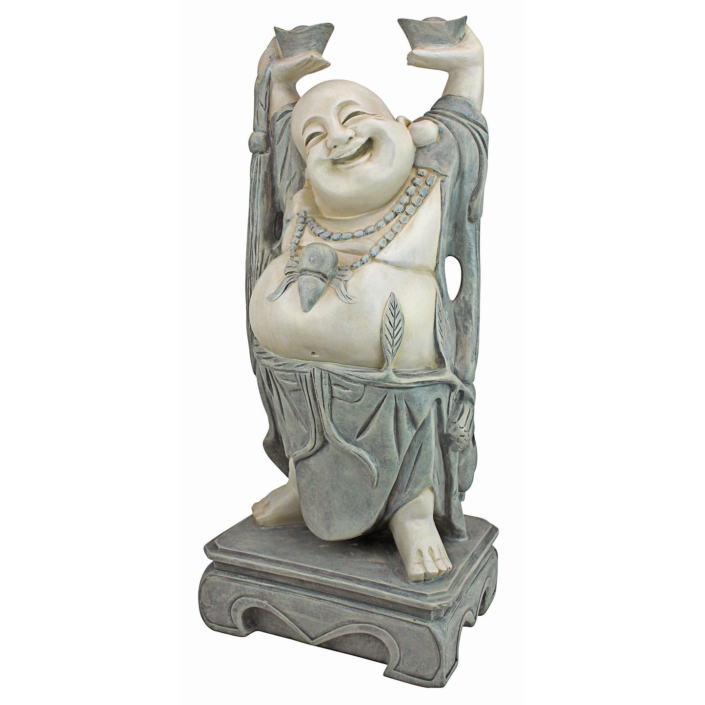 Design Toscano Jolly Hotei Laughing Man Asian Decor Indoor/Outdoor Garden Statue, 26 inches tall, Cast Stone Resin, Two Tone Stone Finish