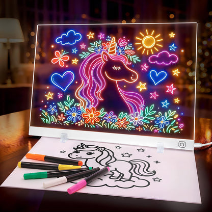 16.5" Led Drawing Board for Kids, Light Up Drawing Pad, Dry Erase Note Board with 12 Light Effects, Glow Doodle Board with 7 Markers | Screen-Free Creative Fun | Christmas Birthday Gift for Girls Toys