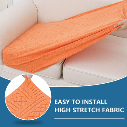 hyha Individual Couch Cushion Covers, Stretch Magic Sofa Seat Cushion Covers Washable, Dog Couch Sofa Slipcover for Pets, Kid with Elastic Bottom(Medium, Orange)