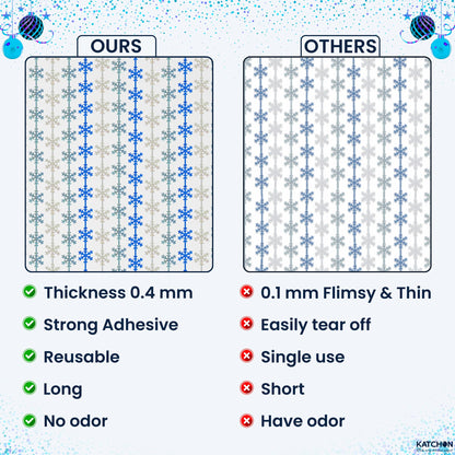 KatchOn, Blue Snowflake Fringe Curtain - Pack of 3 | Snowflake Tinsel Backdrop for Christmas Decorations Indoor | Christmas Foil Fringe Curtains | Snowflake Curtain for Snowflake Decorations