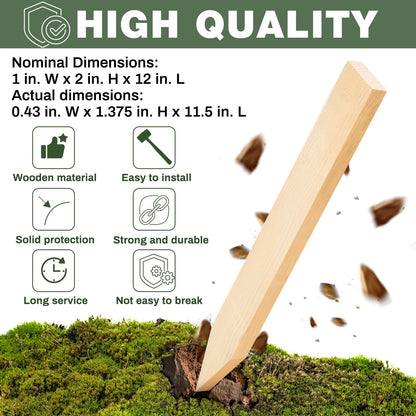 Colingmill 48 Pieces Wooden Garden Stakes 12 Inch Grade and Survey Stakes Wooden Garden and Sign Posts for Plant Support Silt Fence Yard Farm Survey Boundaries Baselines