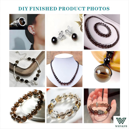 WHNKFB 6mm 100PCS Natural Smoky Quartz Round Beads, High Clarity Loose Brown Crystal Beads for Jewelry Making Craft - 6mm 8mm 10mm Options with Free Elastic Cord