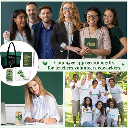 Meanplan 5 Pcs Difference Maker Gifts for Women Employee Appreciation Journal Tumbler Tote Bag Makeup Bag You Make a Difference Pen for Volunteer Nurse Coworker Lab Week Mother Day(Green,Flowers)