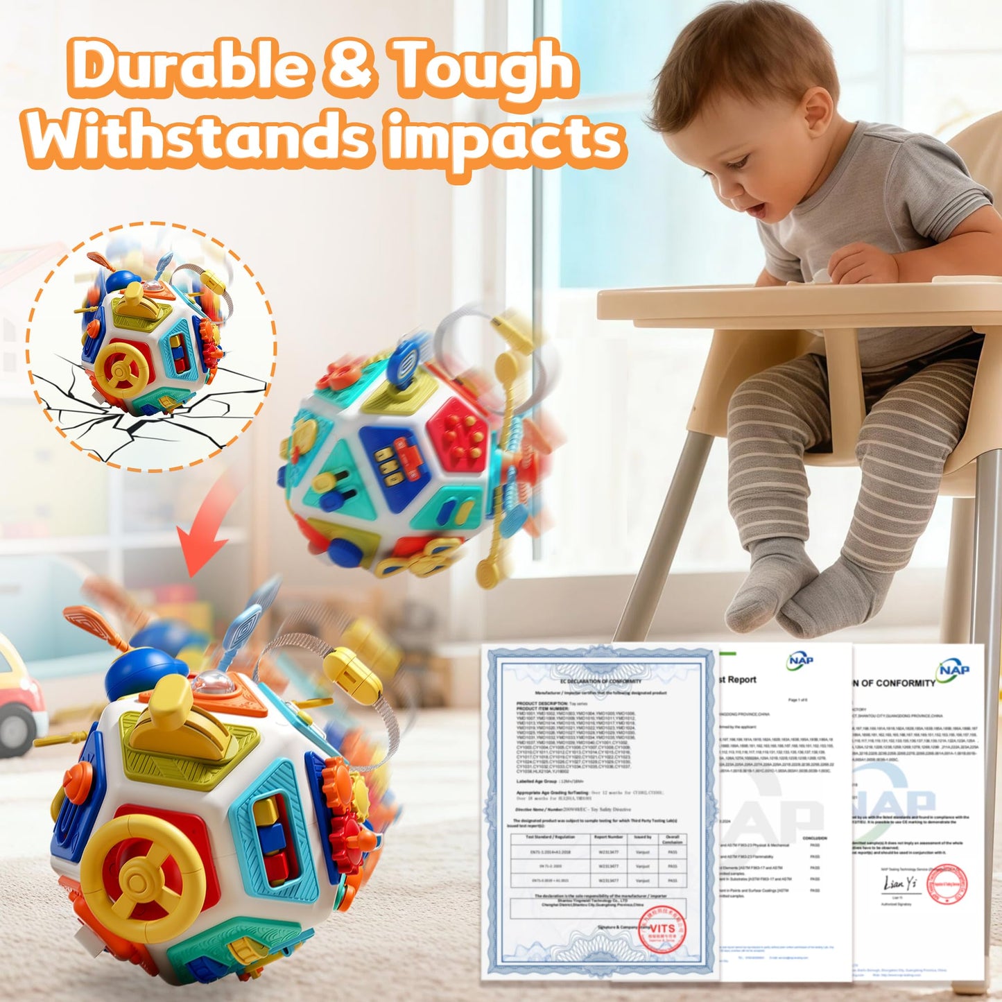 22-in-1 Busy Board for 1 Year Old, Activity Cube Montessori Sensory Toys for for Toddler 1-3, Early Educational Travel Toy for 1 Year Old Kid , Fine Motor Skills Gifts for Infant 12-18 M+ Boys & Girls