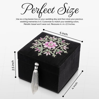 BoutiqueByMaryam Handmade Embroidered Jewelry Storage Box with Ruby Gemstone, Small Decorative Keepsake Box, Trinket Box, Memento Box, Gift Presentation Box, Home Décor Accent
