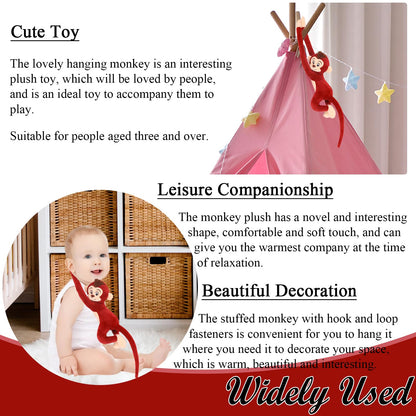 zhidiloveyou 2PCS Hanging Monkey Stuffed Animals Plush Cute Red Monkey Toy for Kids, 27.6"