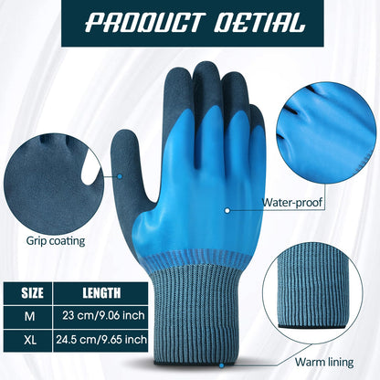 Mimorou 12 Pairs Waterproof Work Gloves, Blue, XL Size, Unisex