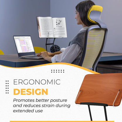 Dr. Shtaygen Foldable Book Stand for Reading – Adjustable Book Holder Height Up to 17.8″, Reading Stand with 13″ × 8.7″ Platform – Lightweight 3.3 lb Portability
