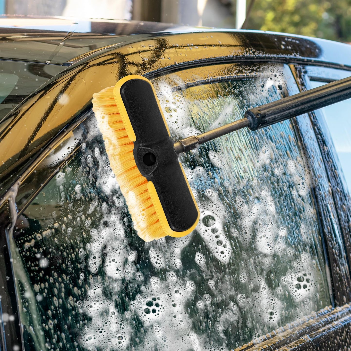 10 Inch Car Wash Brush Head, Scrub Brush Attachment for Long Handle Extension Pole,Outdoor Broom and Scrubbing Brush for Cleaning Window, Wall, House Floor, Deck, Patio, Car (10inch Brush-1Pack)