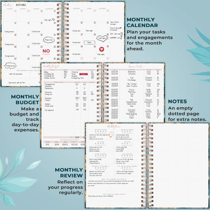 PLANBERRY Large Hourly Schedule Planner Premium – Undated Organizer for Productivity, Time Management & Budget, 8x10.4″ (Tropical Forest)