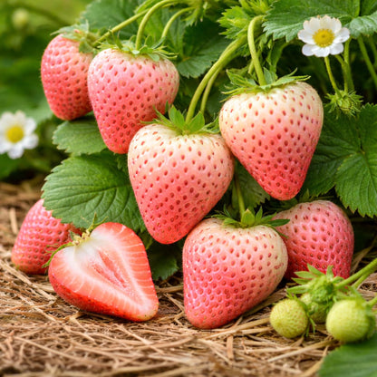 12 Flamingo Strawberry Plants for Growing – Pink Strawberry Variety – High Yield Everbearing Strawberry Runners – Unique Color, Easy to Grow Plants for Home Gardens (12 Live Plants)