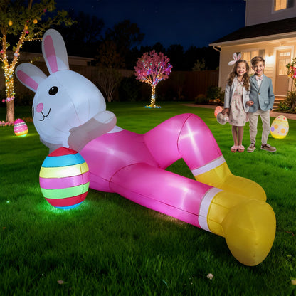 12ft Giant Easter Bunny Inflatable Lying Bunny Outdoor Decorations Blow up Decor for Yard Decor/Lawn/Garden/Holiday Party