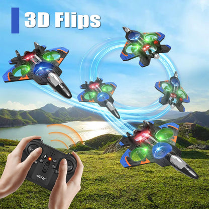 4DRC V32 Foam RC Planes with 3 Batteries, Remote Control Airplanes for Kids Adults 8-16, RC Drone Airplane Helicopter Jet with Light, 360° Flip, Stunt Roll, Airplane Toy Gifts for Kids Boys Adults