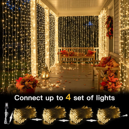 suddus Curtain Lights for Bedroom, 300 Led 9.8x9.8ft Curtain Lights for Backdrop, Curtain String Lights for Christmas, Dorm, Wall, Backdrop, Window, Wedding, Party, Birthday Decor, Warm White