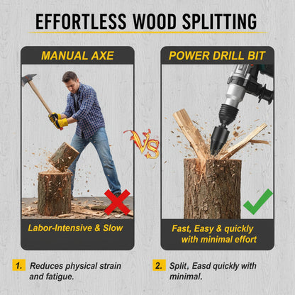 Firewood Log Splitter 2 Pack 45mm+32mm Easy Log Splitting Drill Bits Heavy Duty Electric Drills Screw Cone Driver Tools Split Wood Efficiently for Dry Soft Woods + 4 Drill Attachments (Black)