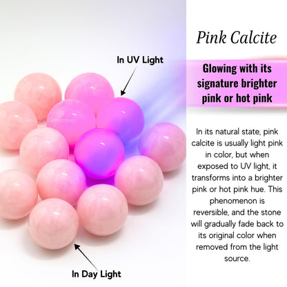 Amazing Gemstone Pink Calcite Crystal Ball with Stand - 2 Inches Crystal Sphere Meditation Balls for Witchcraft and Decorative Balls