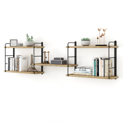 MXCSE Wall Shelves, Wall Mounted Bookshelves, DIY Floating Shelves for Wall, Wood Hanging Book Shelves for Room, Bedroom, Living Room, Easy Installation (Wooden, 50W x 17H)